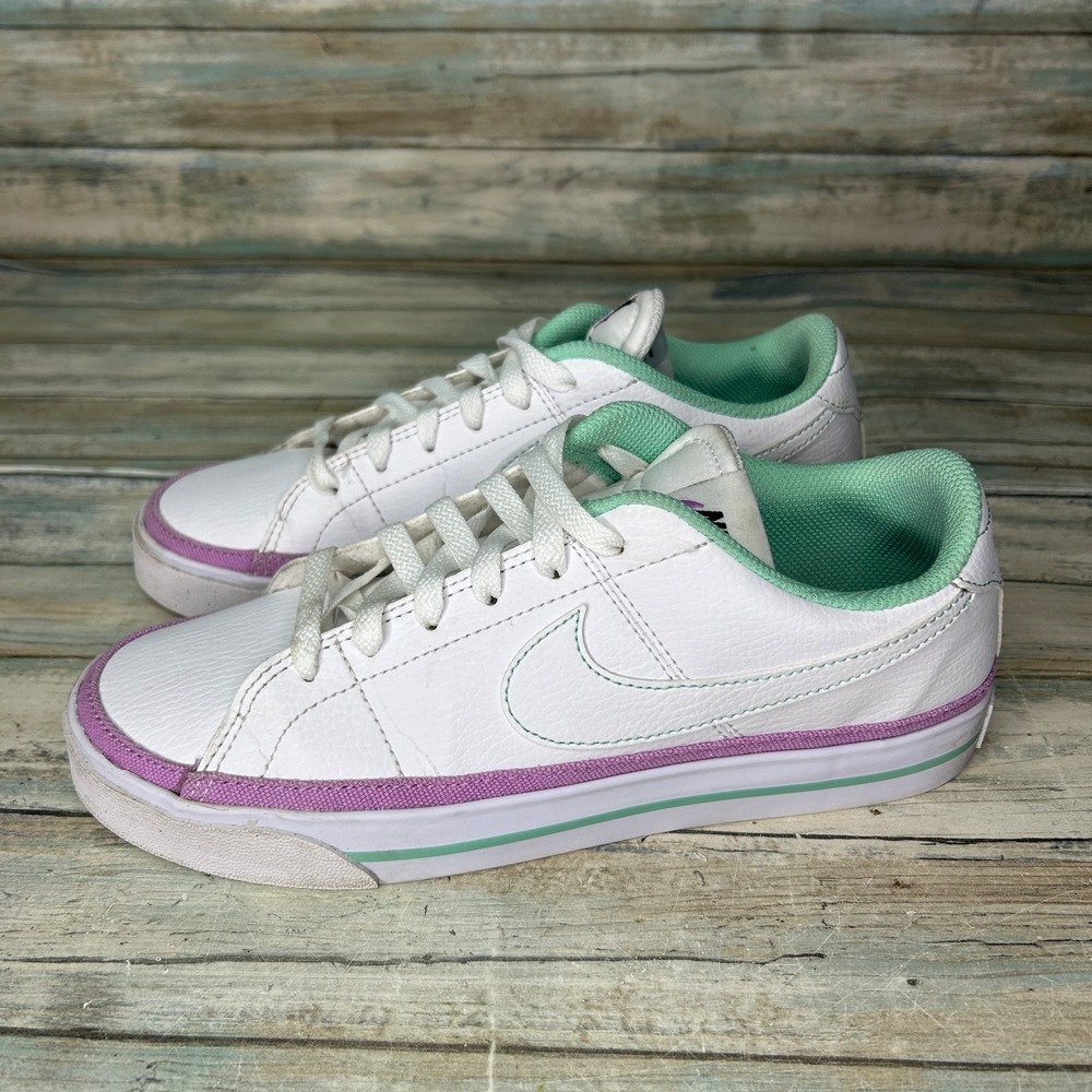 Nike White Sneakers with Purple and Mint Accents